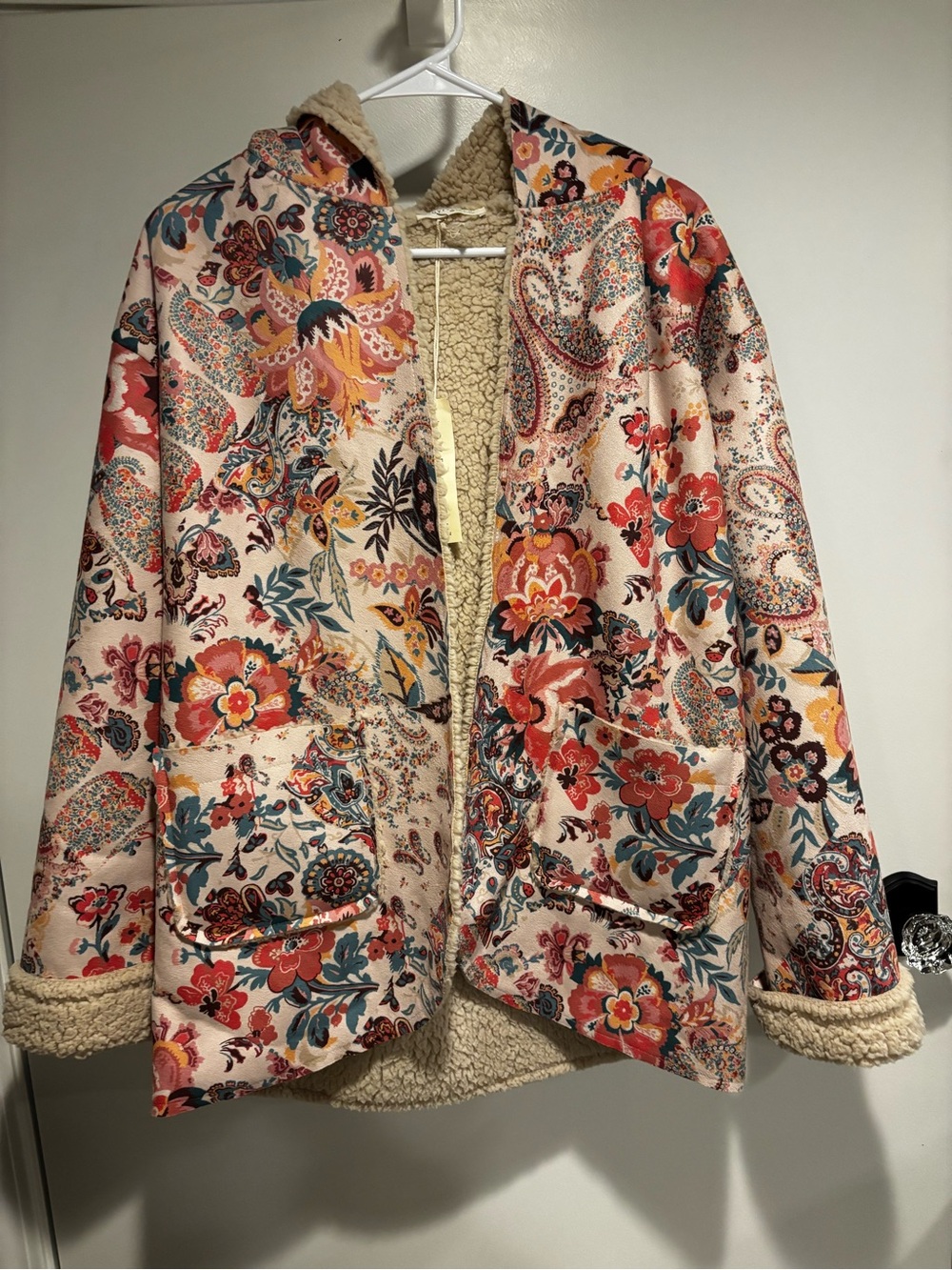 NWT Lovestitch Paisley Print Fleece-lined Jacket with Hood Medium